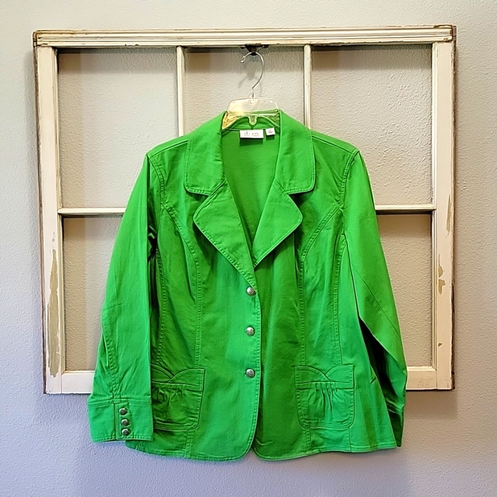 Denim & Company Apple Green Jean Jacket/Blazer - Sz 2X
